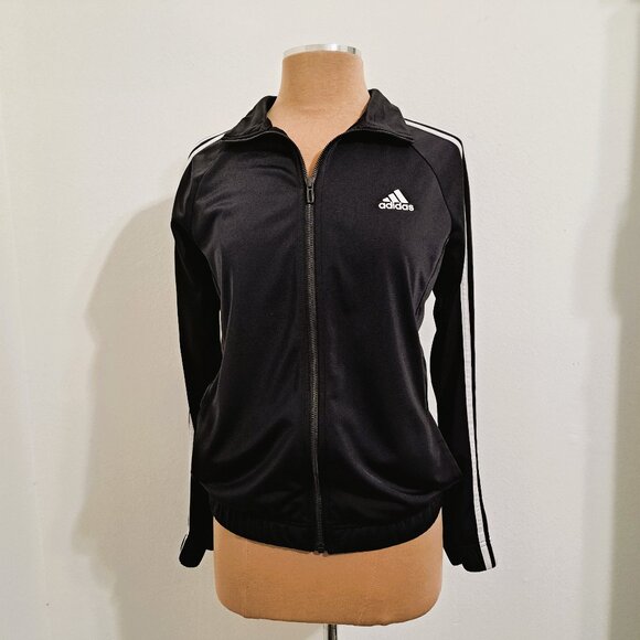 Adidas Women's Track Jacket 3S Long Sleeve Black/White Size M - Picture 1 of 10